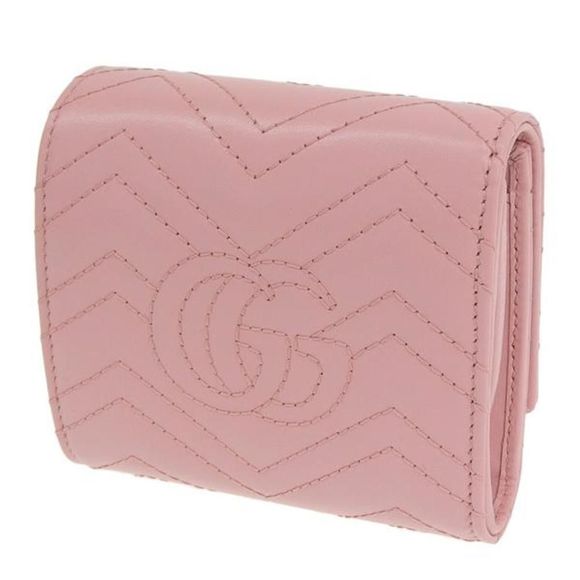 Gucci Wallet Bifold Outlet Leather GG Marmont Pink - Picture 3 of 5